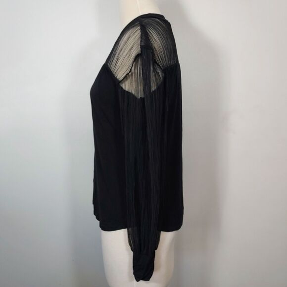 Maurices Womens Whimsigoth Shirt Top Size Medium Sheer Black Lace Long Sleeve - Picture 4 of 12